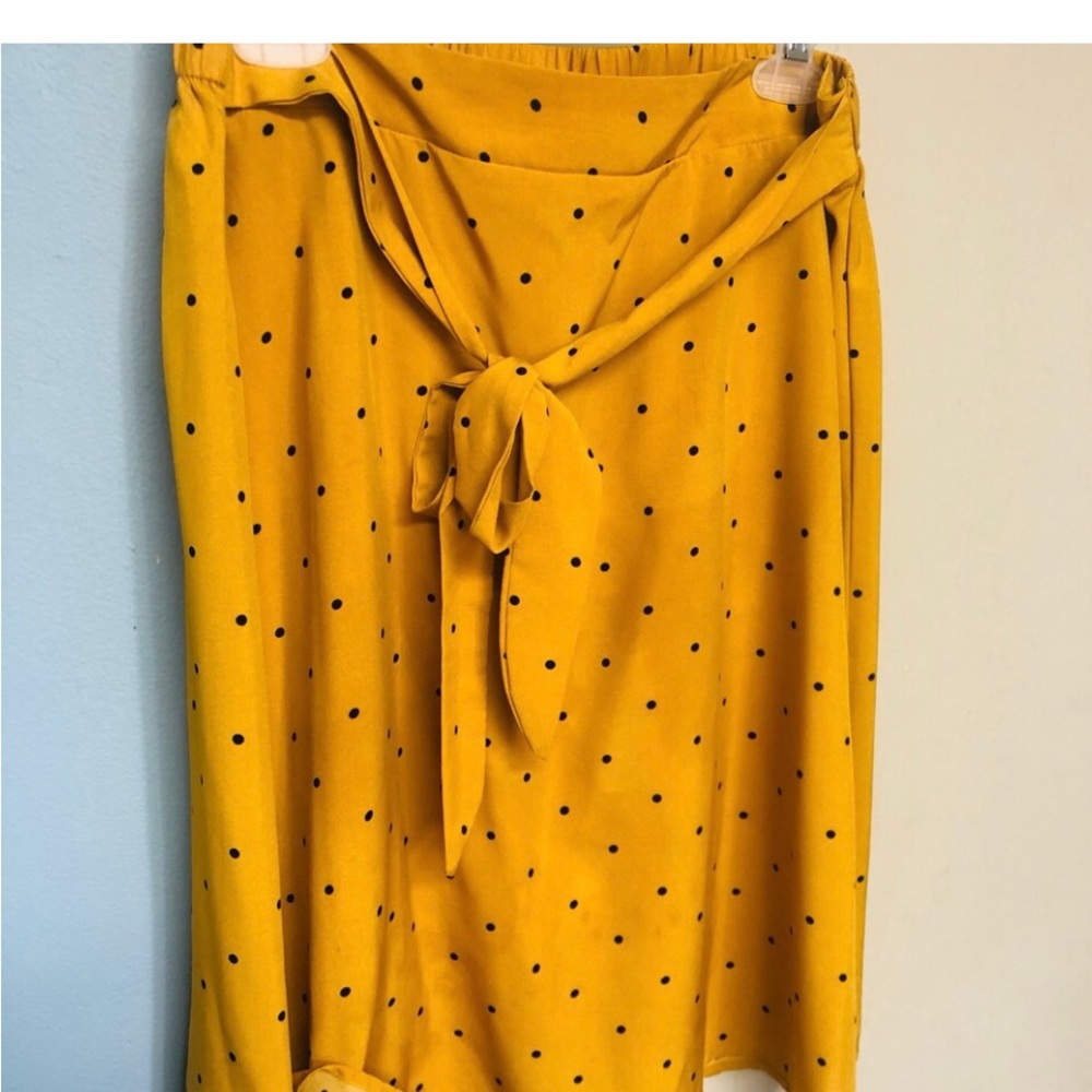 Tickled Teal Yellow Polka Dot Midi Skirt